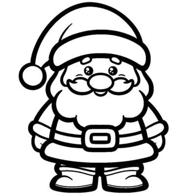 Dibujo de Papá Noel fácil para colorear a imprimir PDF gratuito