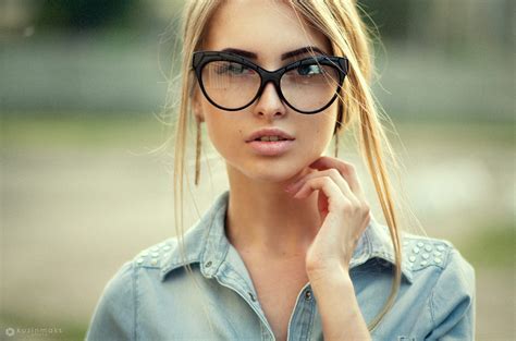 Wallpaper Face Model Blonde Long Hair Women With Glasses