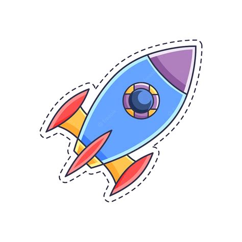 Premium Vector | Cute sticker illustration of rocket and spaceship model 3