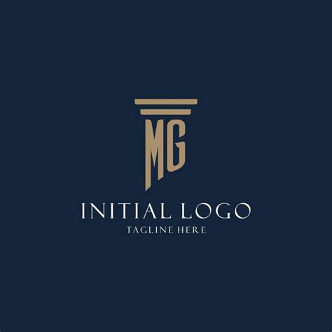 Mg Initial Monogram Logo For Law Office Lawyer Advocate With Pillar