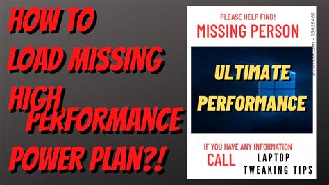 How To Load Missing High Performance Power Plan Youtube