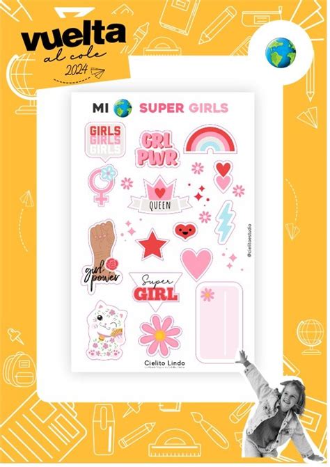 Sticker Cole Mi Mundo Super Girls Cielito Lindo Estudio