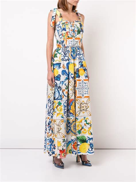 Dolce And Gabbana Majolica Print Dress In Blue Lyst