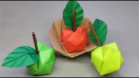 An Easy Apple Origami How To Make Paper Apple Diy Origami Fruits Youtube