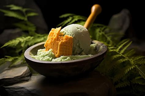 Premium Photo Orange Scoop Green Ice Cream