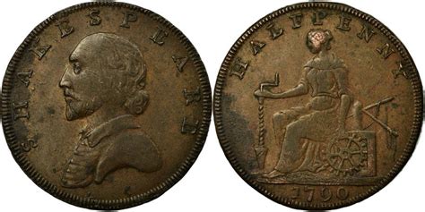 Coin Great Britain Warwickshire Shakespeare Halfpenny Token 1790