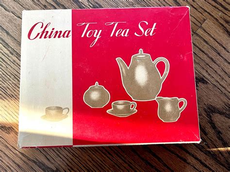 Hand Painted Porcelain China Tea Set Original Box Miniature Child Toy ...