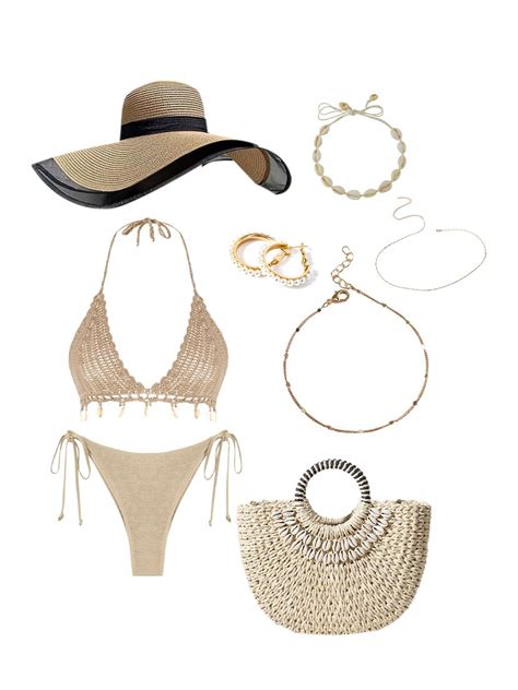 Boho Shell Tassel Crochet Tie Metallic Bikini Swimwear In LIGHT COFFEE ZAFUL