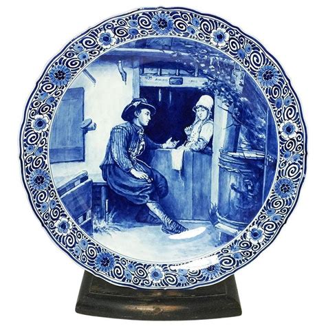 Niederländischer Delft Flaschen Wand Teller Nach Petrus Van Der Velden