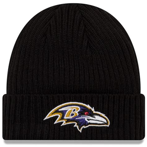 Mens New Era Black Baltimore Ravens Nfl Core Classic Cuffed Knit Hat