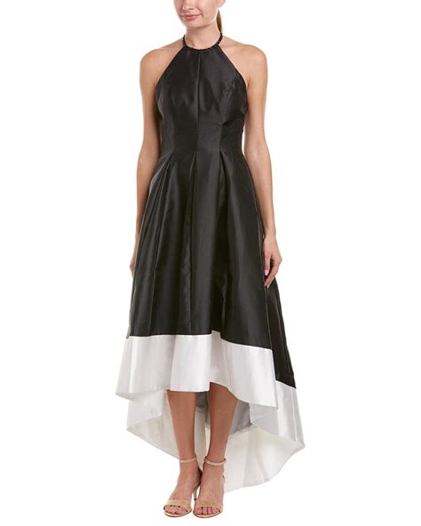 Carmen Marc Valvo Infusion Womens Mikado Hi Lo Halter Dress W Contrast