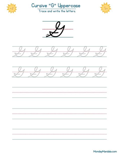 Cursive G Worksheets Free Letter Writing Printables