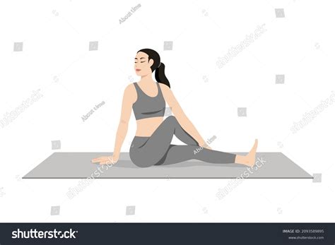 Sage Twist Pose Variation Forward Bend Stock Vector Royalty Free