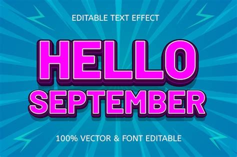 Premium Vector Hello September Editable Text Effect