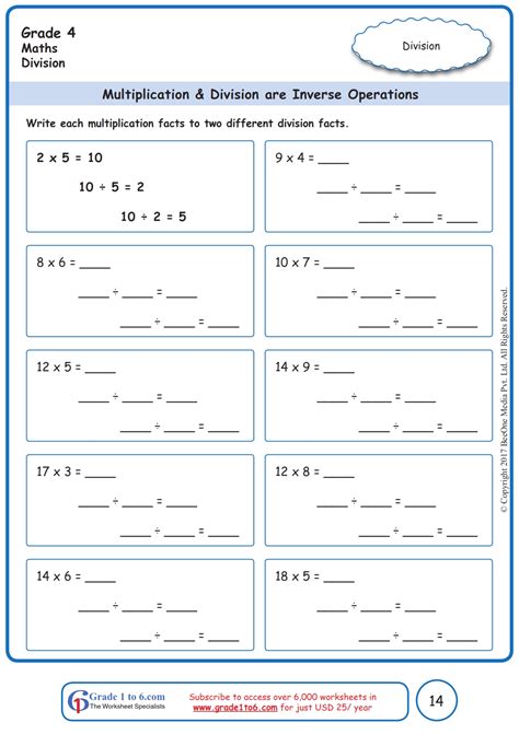 Inverse Operations Multiplication And Division Worksheets