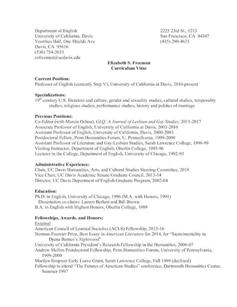 PDF Elizabeth S Freeman Curriculum Vitae Curriculum Vitae Current