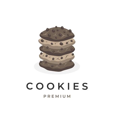 Premium Vector Chocolate Chip Cookies Stack Vector Illustration Logo