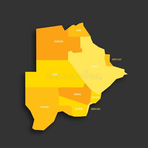 Mapa Político Botswana De Las Divisiones Administrativas Ilustración