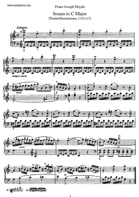 Haydn Sonata No1 In C Major Sheet Music Pdf Free Score Download ★