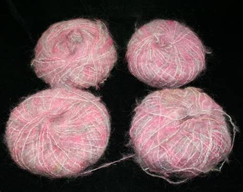 Pink Mohair Yarn 4 Skeins Mauve Violet Purple Hazy Gray White Fluffy