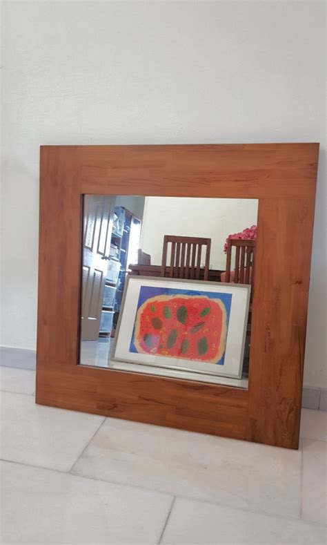 Scanteak Solid Teak Wood Square Mirror Furniture Home Living Home