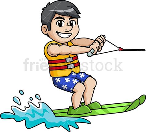 Man Water Skiing Cartoon Vector Clipart - FriendlyStock