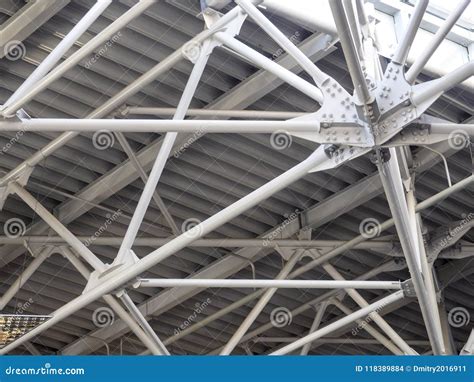 Structure of Steel Roof Frame for Building Construction. Stock Photo ...