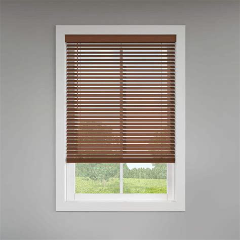 Levolor Classic Value Walnut Cordless Room Darkening Faux Wood Blinds With 2 In Slats 23 In