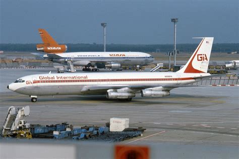 Frankfurt FRA Aug. 1983, N886PA Boeing 707-321B Global International ...