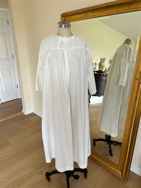 Antique Edwardian Cotton Nightgown White Gem