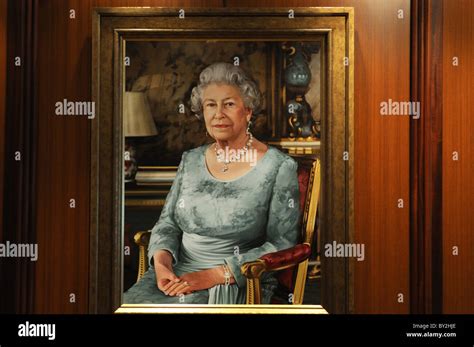 A Portrait Of Queen Elizabeth Ii By Isobel Peachey Hangs In The Atrium