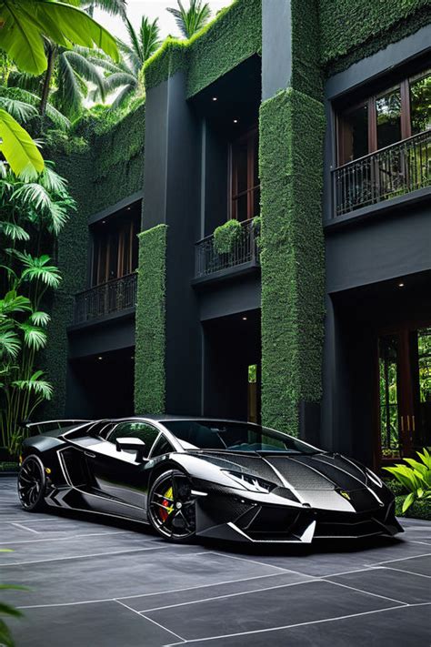 A black lamborghini covered with carbon fibre standed in a 1... by Umar Ansari - Playground