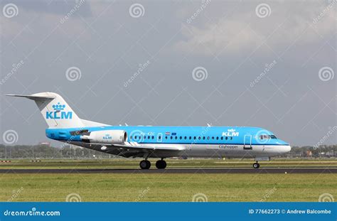 KLM Air France Fokker 70 Cityhopper Landing Editorial Stock Photo