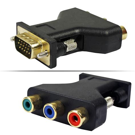 3 Rca Yuv Vídeo Rgb Hembra A Hd15 Pin Componente Vga Video Adaptador