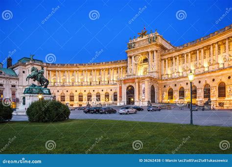 Hofburg Palace In Vienna Austria Statue Of Emperor Joseph Ii Evening