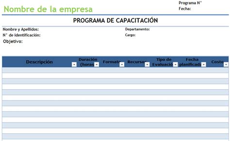 Programa de Capacitación Ejemplos Formatos Word Excel