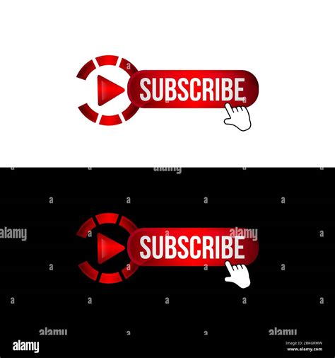 Subscribe Button Color With Finger Click Cursor And Shadow Vector