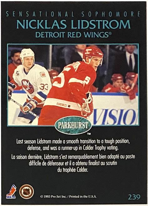 Nicklas Lidstrom 1992 93 Parkhurst Detroit Red Wings Hockey Sensational