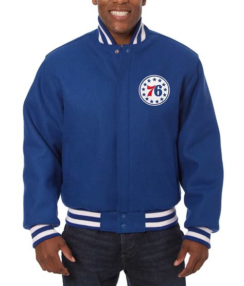 Full Snap Wool Philadelphia 76ers Varsity Royal Jacket Jackets Expert