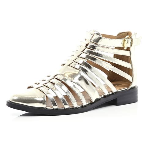 Gold Closed Toe Gladiator Sandals River Island