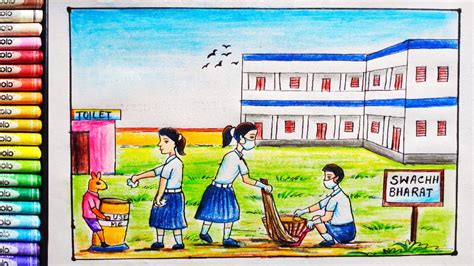 How To Draw Swachh Bharat Abhiyan Clean India Oil Pastel Drawing