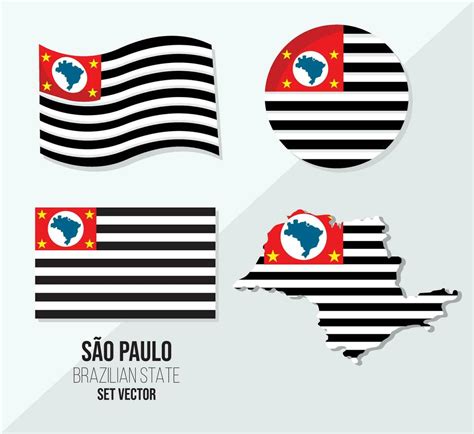 Sao Paulo Brasil Estado Vector Conjunto Bandera S Mbolo Mapa Y Circulo