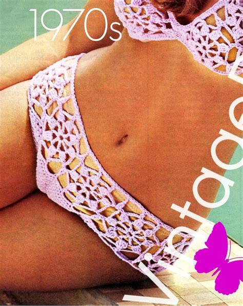 Bikini CROCHET PATTERN Vintage S Retro Crochet Sexy Flower