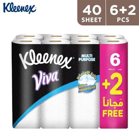 Buy Kleenex Viva Multipurpose Ultra Absorbent Rolls 40 Sheets (6+2 Free ...
