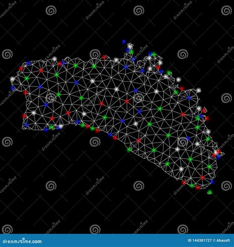 Mesh Carcass Menorca Island Map Brilhante Pontos Do Alargamento