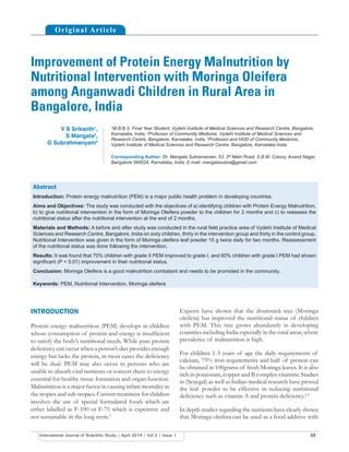 Moringa Oleifera To Combat Malnutrition Pdf