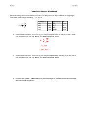 Confidence Interval Worksheet Pdf Name Section Confidence Interval