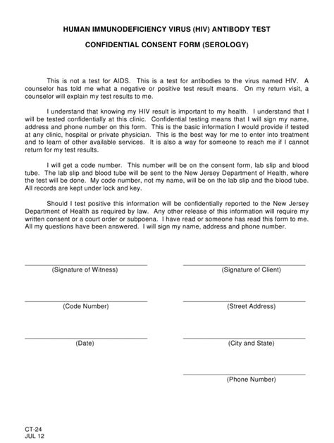 Hiv Consent Form Template Printable Consent Form