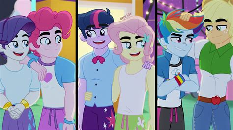 Safe Artist Orin Applejack Fluttershy Pinkie Pie