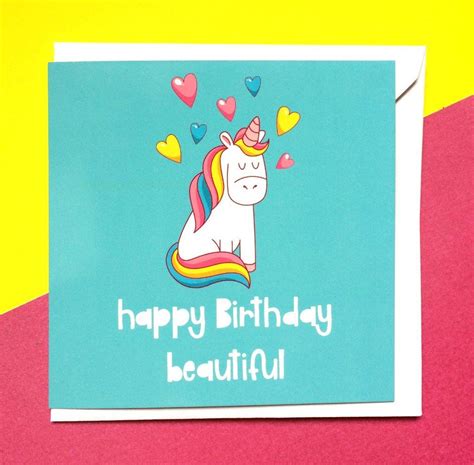 Unicorn Birthday Card Happy Birthday Beautiful Unicorn Card Unicorn